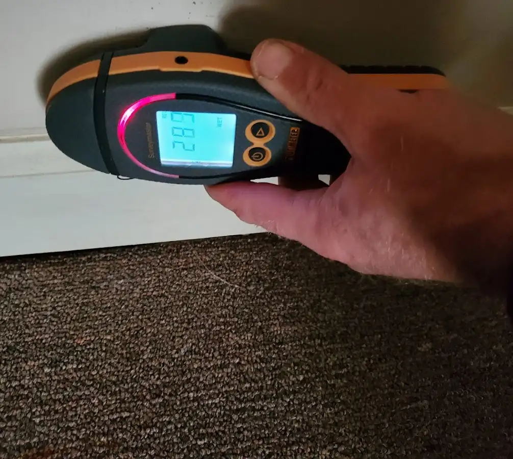 Moisture detection at baseboard during Sewage Cleanup & Sanitation in Middleburg Heights